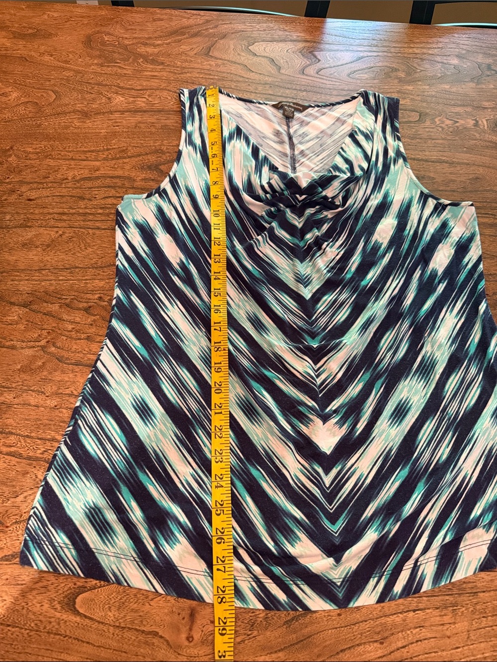 Tommy Bahama Sleeveless Cowl-Neck Tank in Navy, Teal & White - Picture 6 of 7